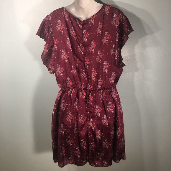 Floral Maroon A-Line Belted Dress Charlotte Russe - Picture 4 of 8